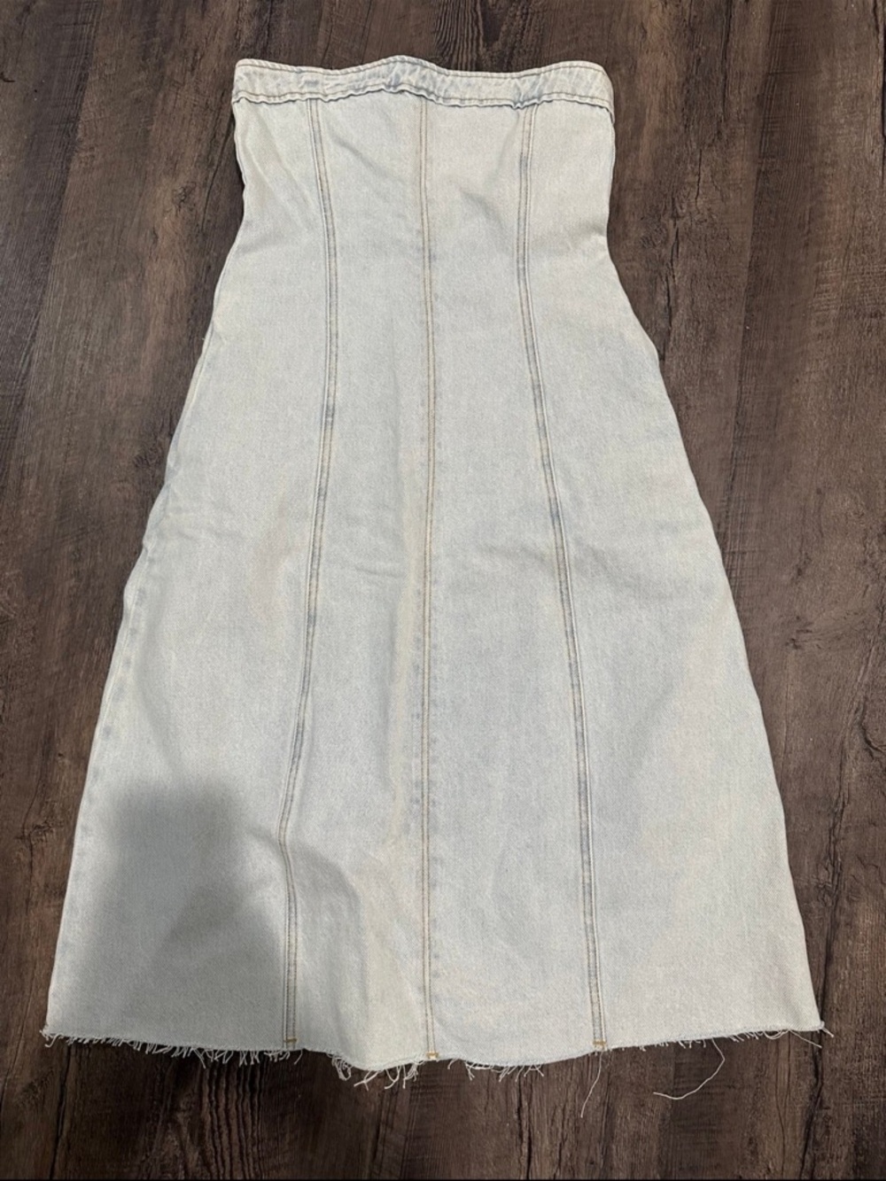WeWoreWhat Strapless Light Denim Dress in Pale Blue